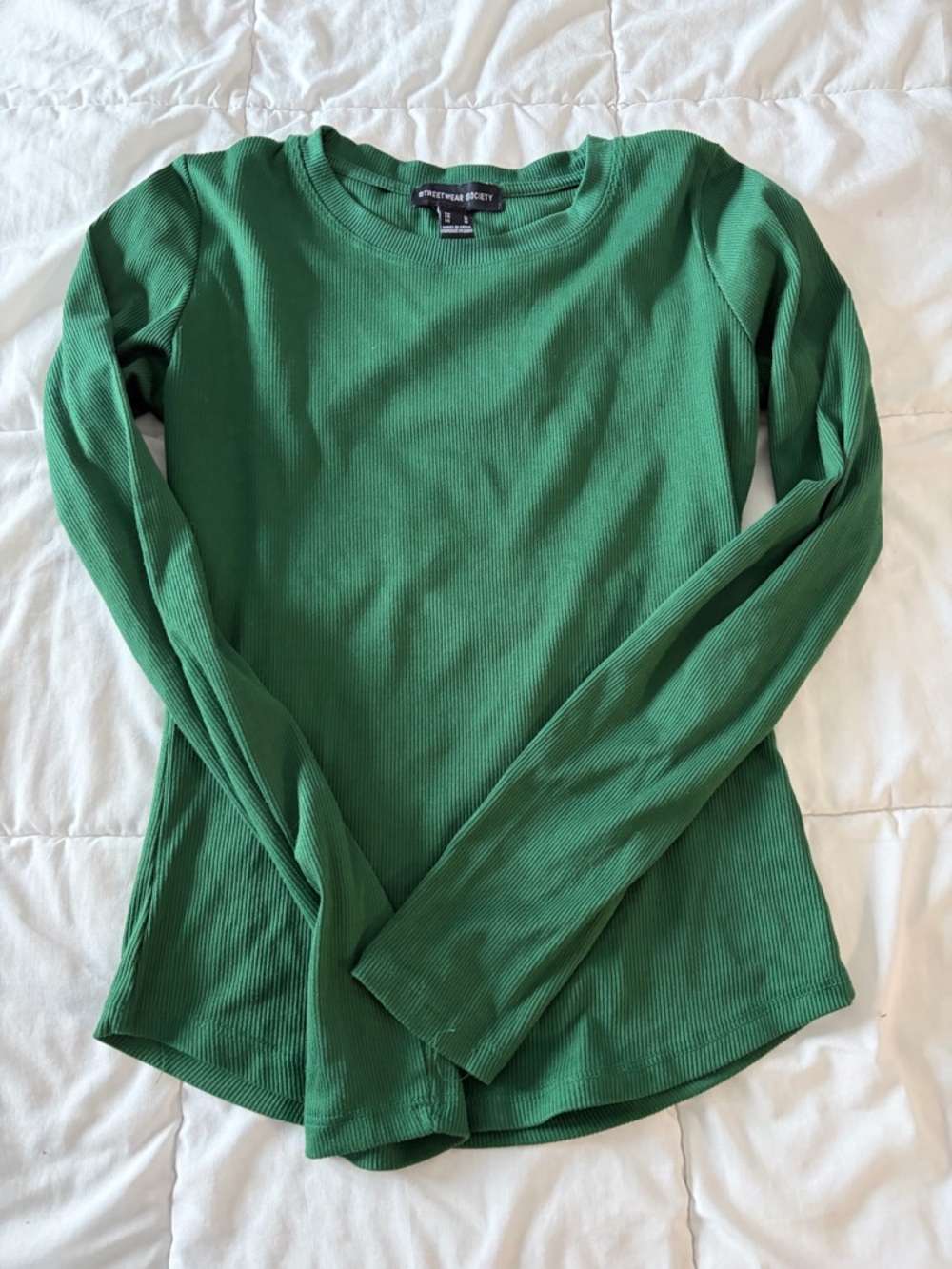 Urban Planet Green Ribbed Long Sleeve Top